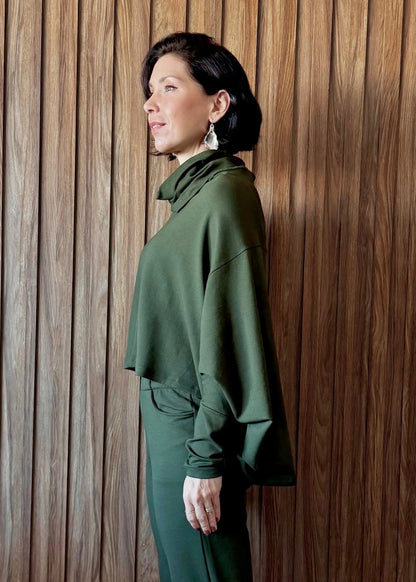 Blusa ampla em Moletinho com elastano - Verde Militar 