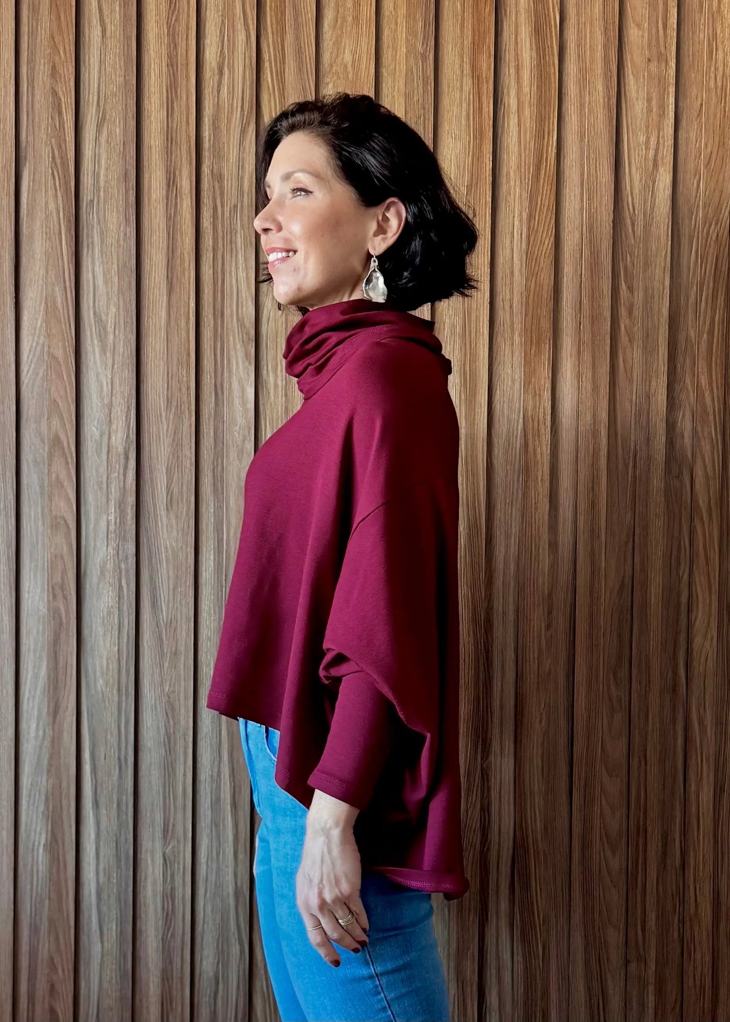 Blusa ampla em Moletinho com elastano - Vinho 