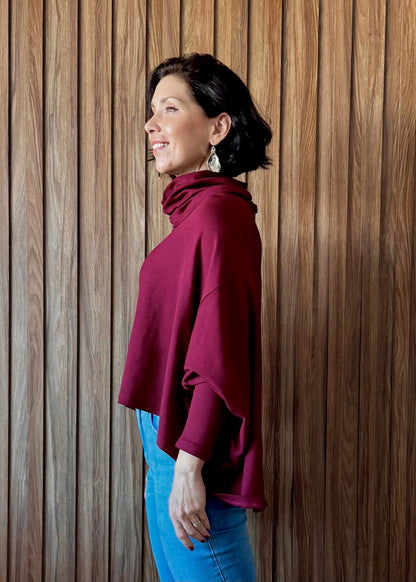 Blusa ampla em Moletinho com elastano - Vinho 