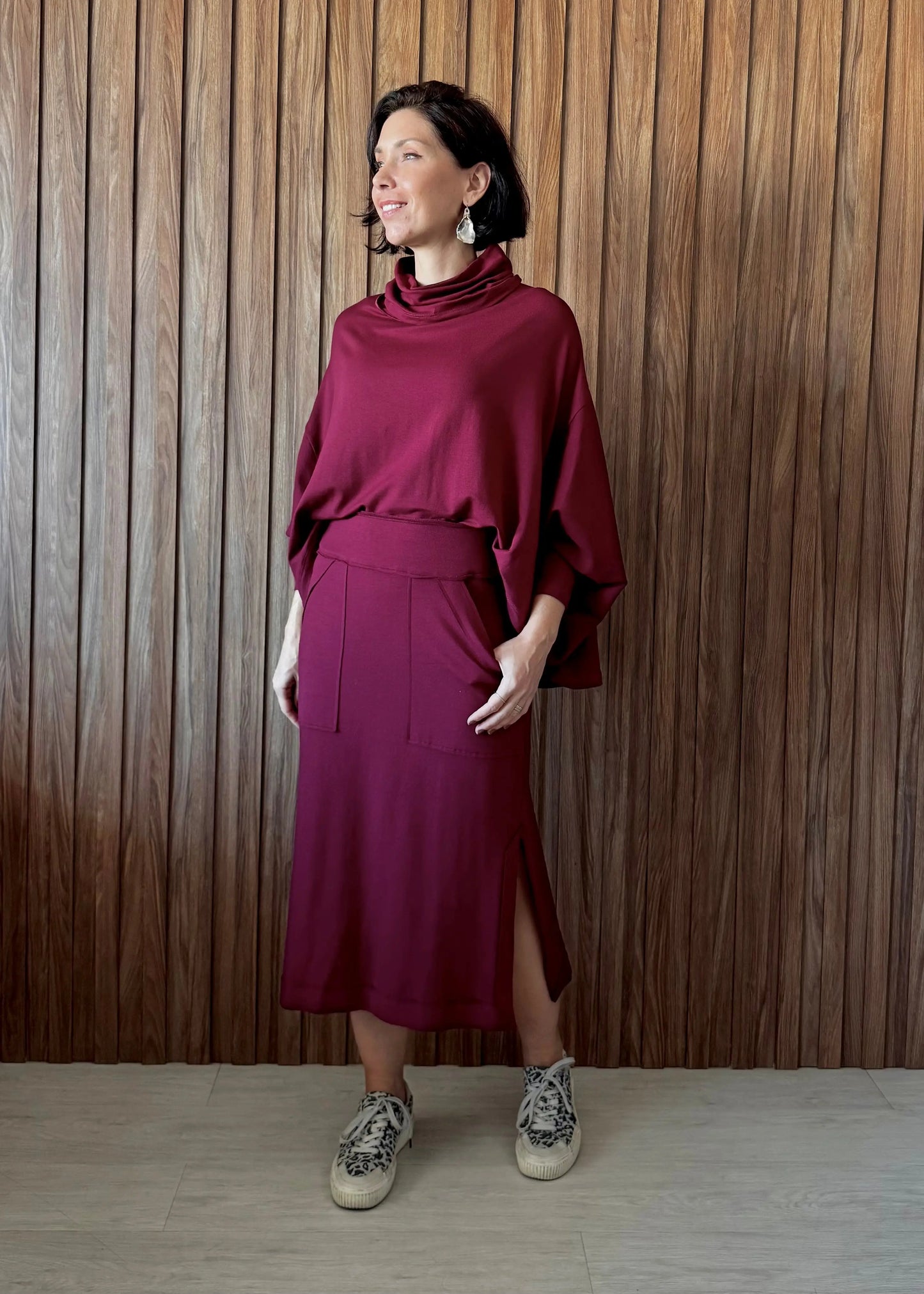 Blusa ampla em Moletinho com elastano - Vinho 