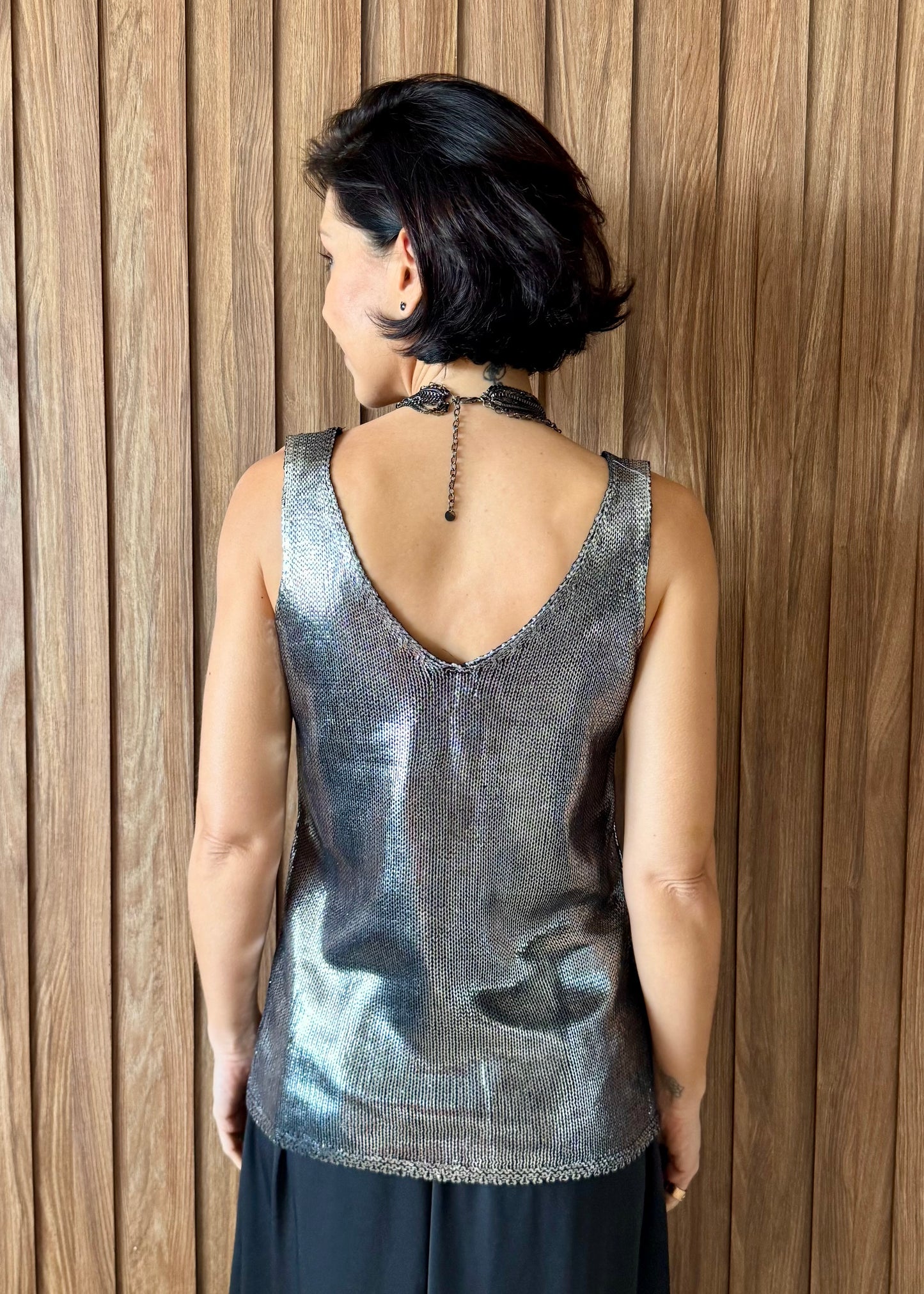 Regata Tricot Metalizado - Prateada