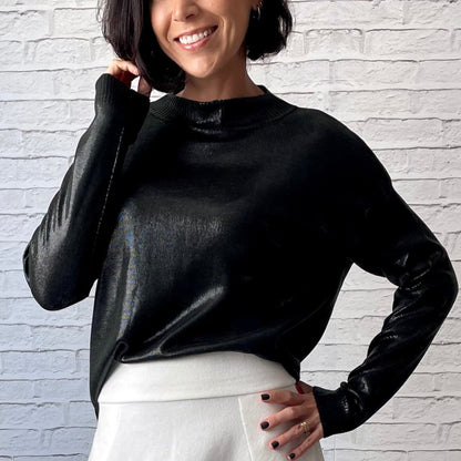 Blusa Tricot Metalizado - Preto