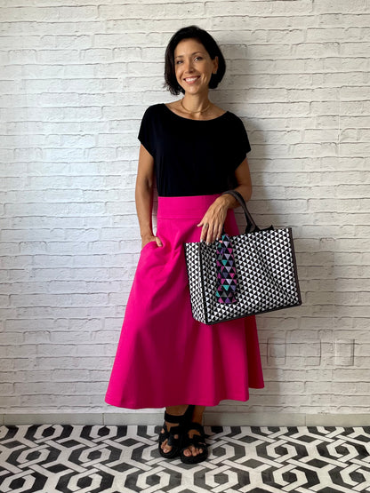 Saia Rodada Moletom com bolsos (Pink)