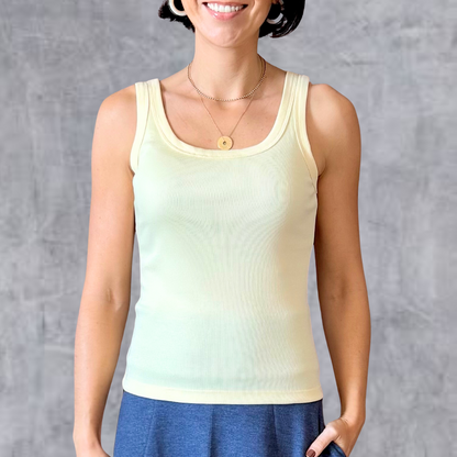 Regata Canelada Decote Redondo - Amarela