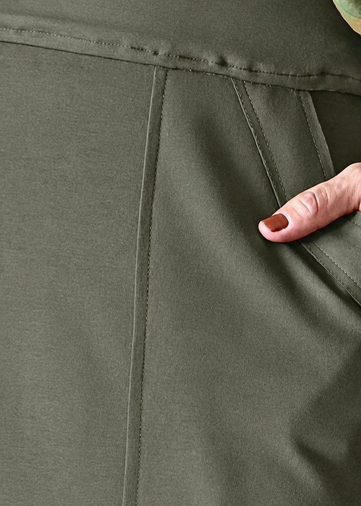 Saia Reta Moletinho com elastano (Verde Militar)