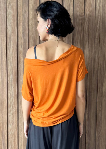 Blusa Quadrada Gola Ampla - Tangerina