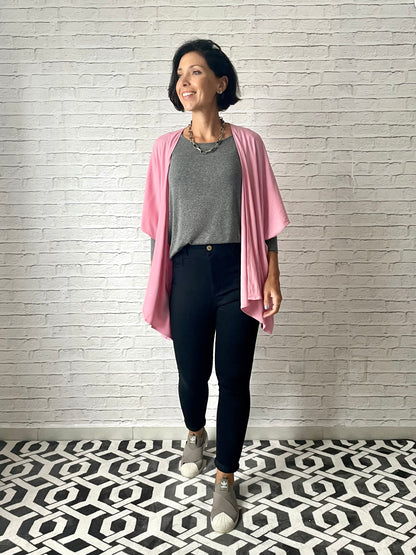 Kimono em Viscolinho Rosa Flamingo