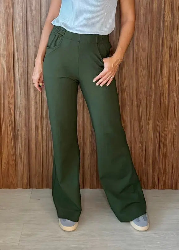 Calça em Moletinho com elastano - Verde Militar