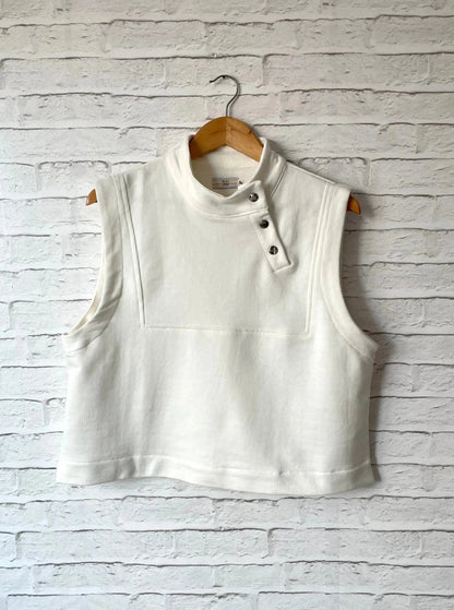 Colete Moletom com botões - Off White - Maira da Mai Style