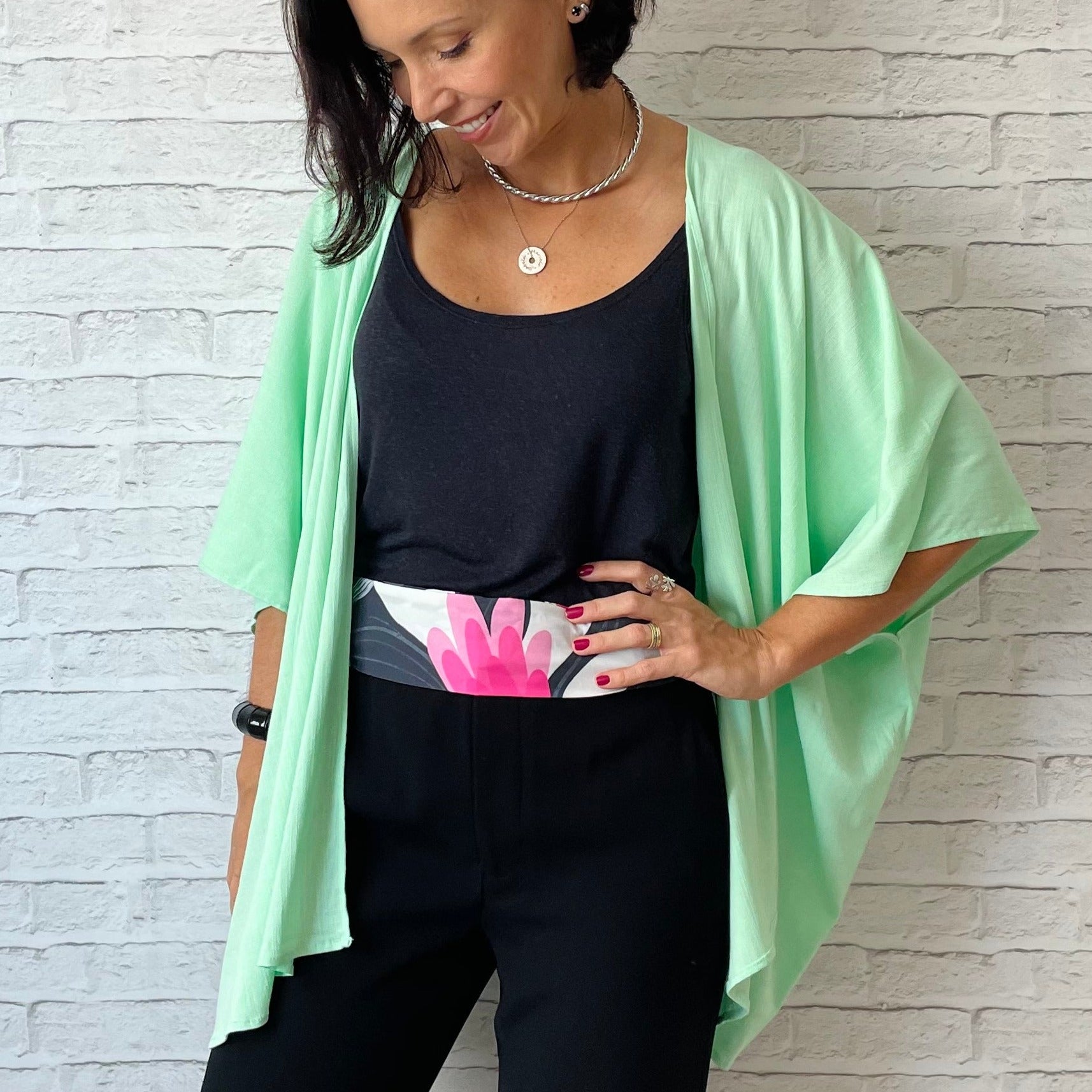 Kimono em Viscolinho Verde Menta