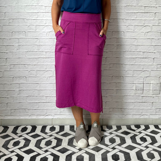 Saia Reta Moletom com bolsos (Violeta)