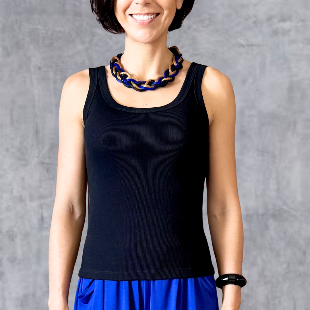 Regata Canelada Decote Redondo - Preta