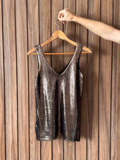 Blusa Regata Tricot Metalizado - Cobre