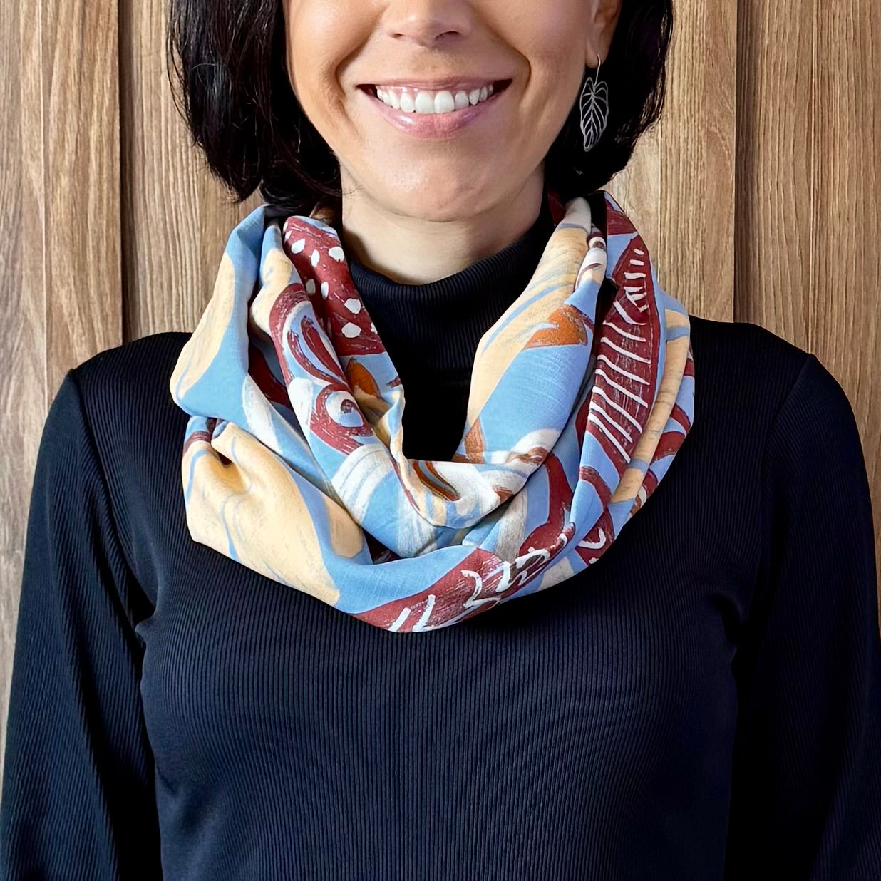 Gola em Viscose Estampada - Silvestre Terra Azul