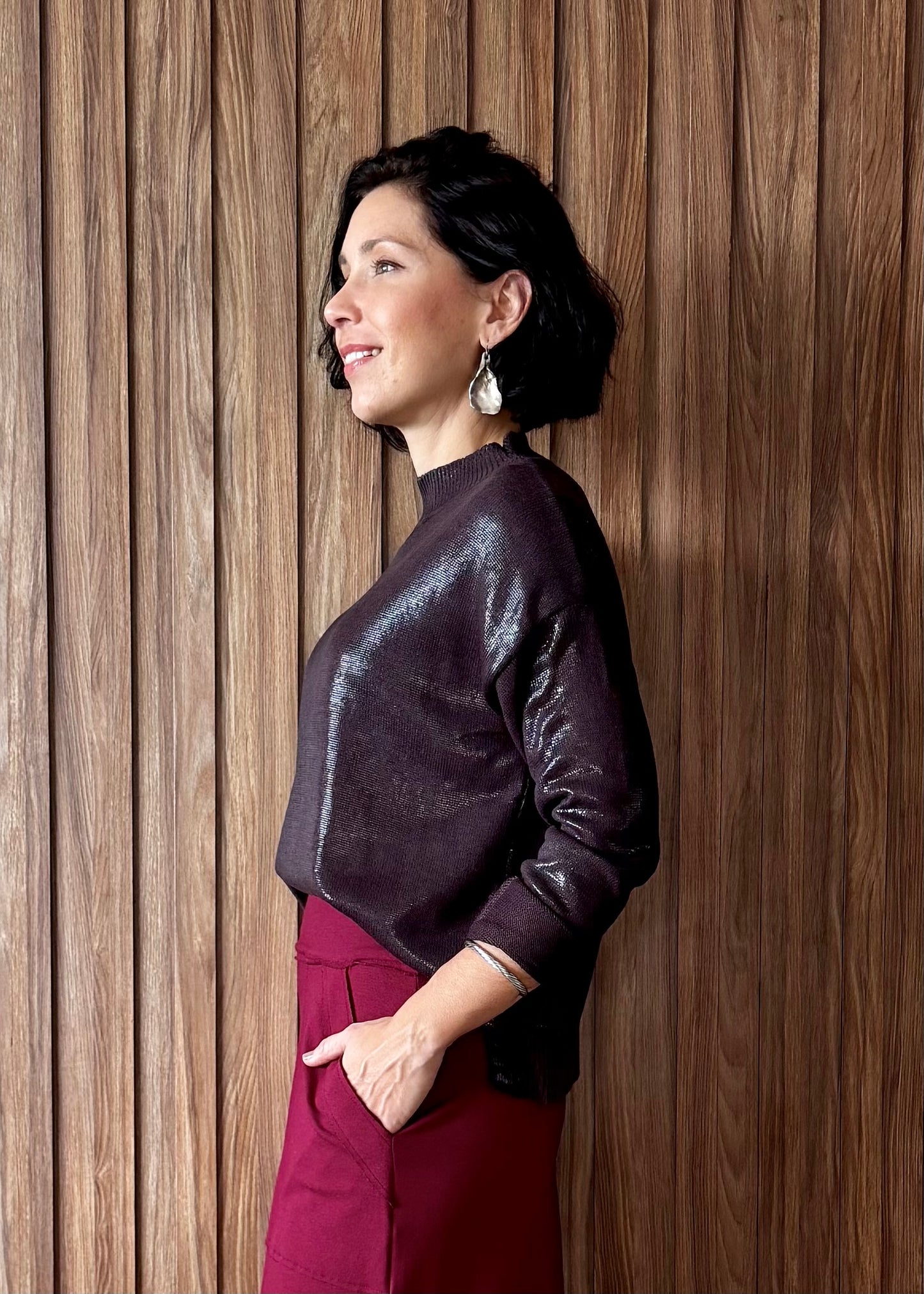 Blusa Tricô Metalizado - Açaí