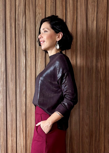 Blusa Tricô Metalizado - Açaí