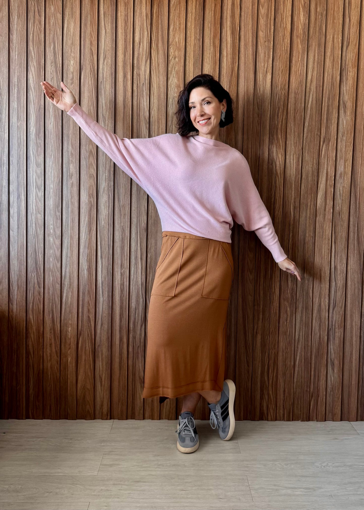 Blusa Tricô manga morcego - Rosa