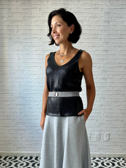 Regata Tricot Metalizado - Preta