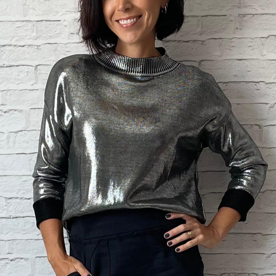 Blusa Tricot Metalizado - Prateada