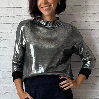 Blusa Tricot Metalizado - Prateada
