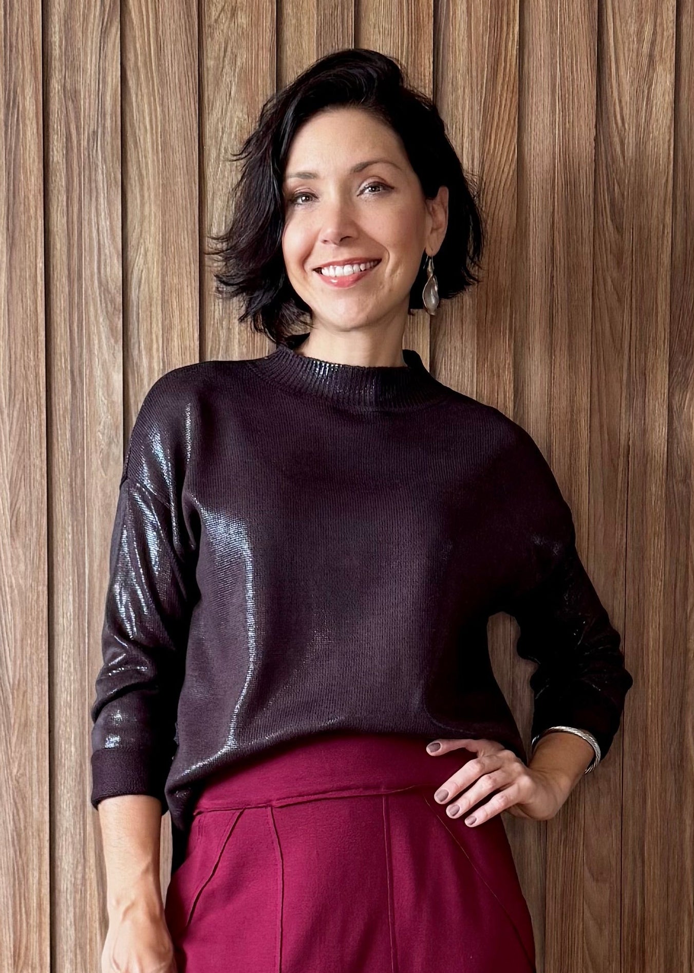 Blusa Tricô Metalizado - Açaí