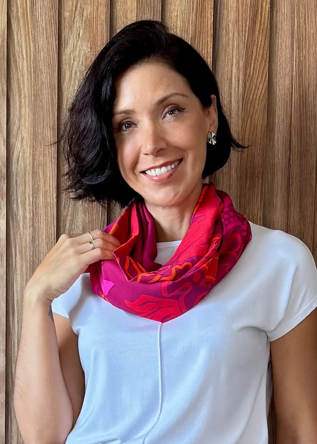 Gola em Viscose Estampada - Aura Floral Rosa