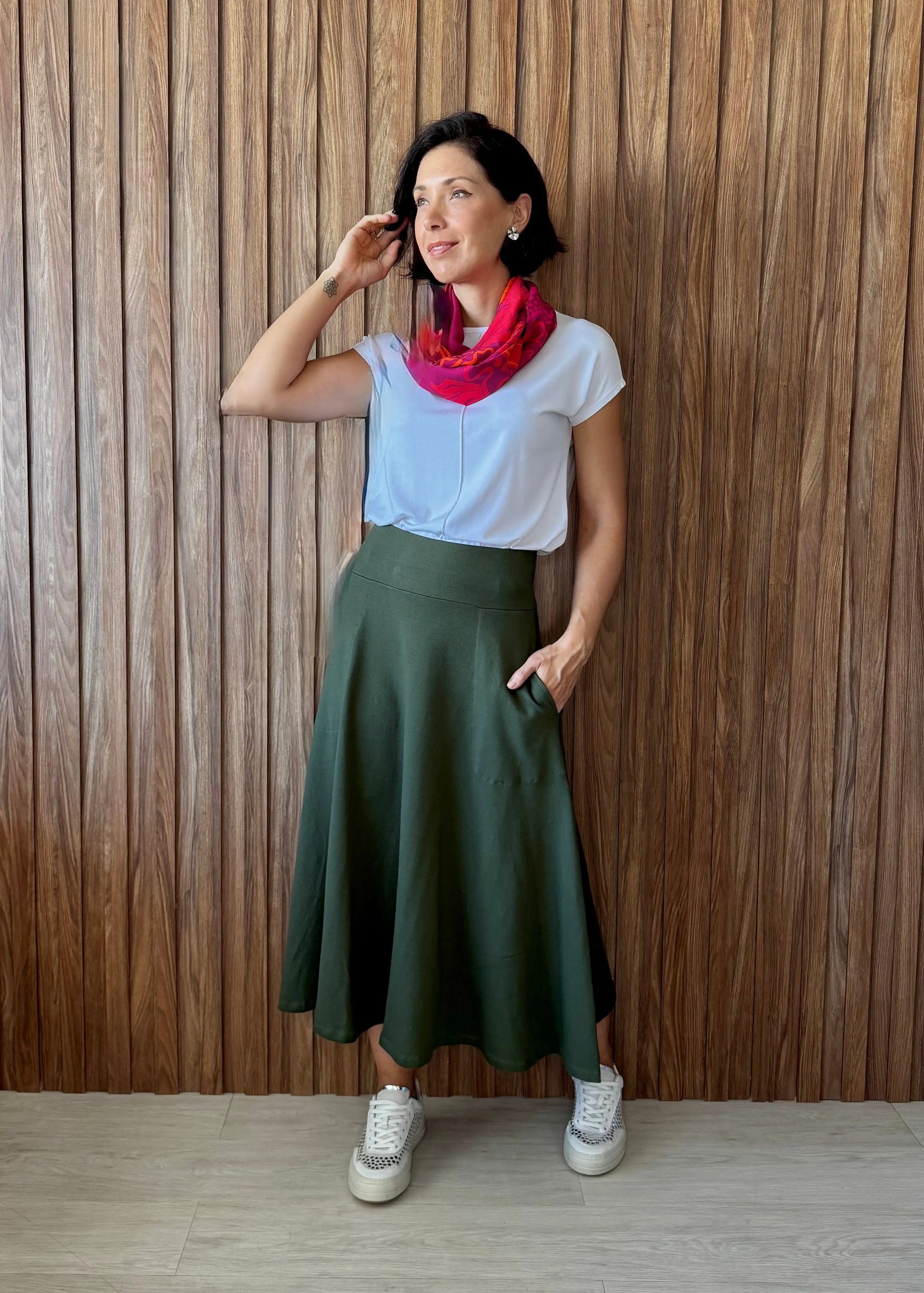 Gola em Viscose Estampada - Aura Floral Rosa 