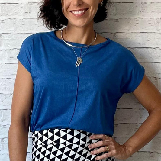 Blusa Delícia em Suede Azul Royal