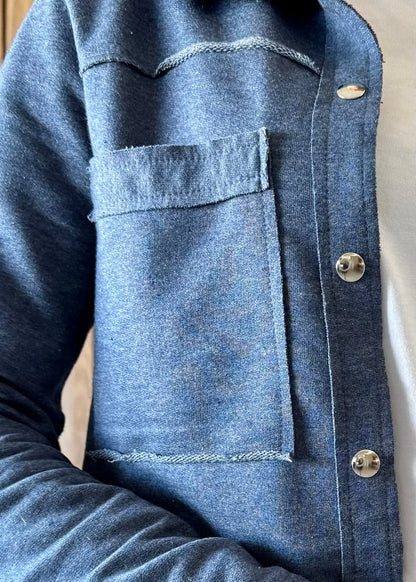 Jaqueta em Moletom - Azul Jeans 