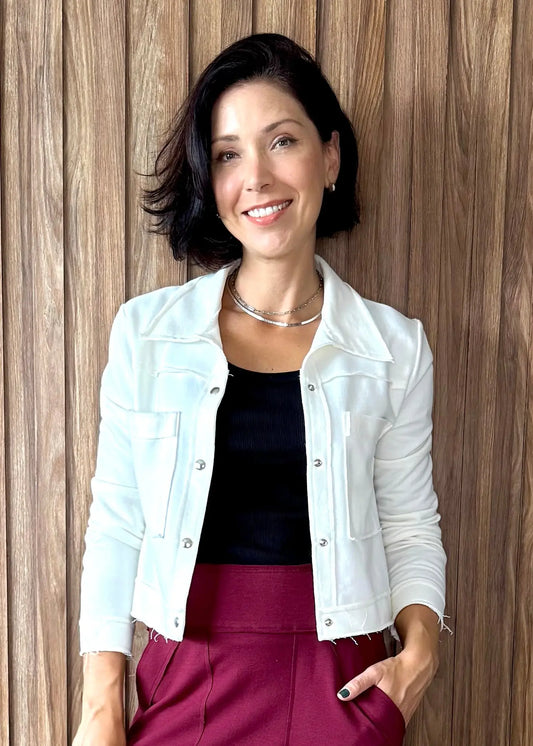 Jaqueta em Moletom - Off White 