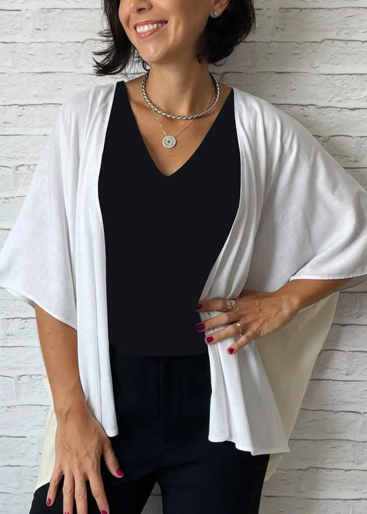 Kimono em Viscolinho Branco 