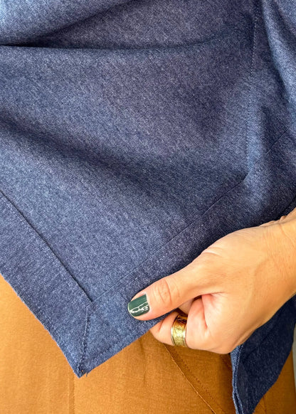 Poncho Reto em Moletom (Azul Jeans) 