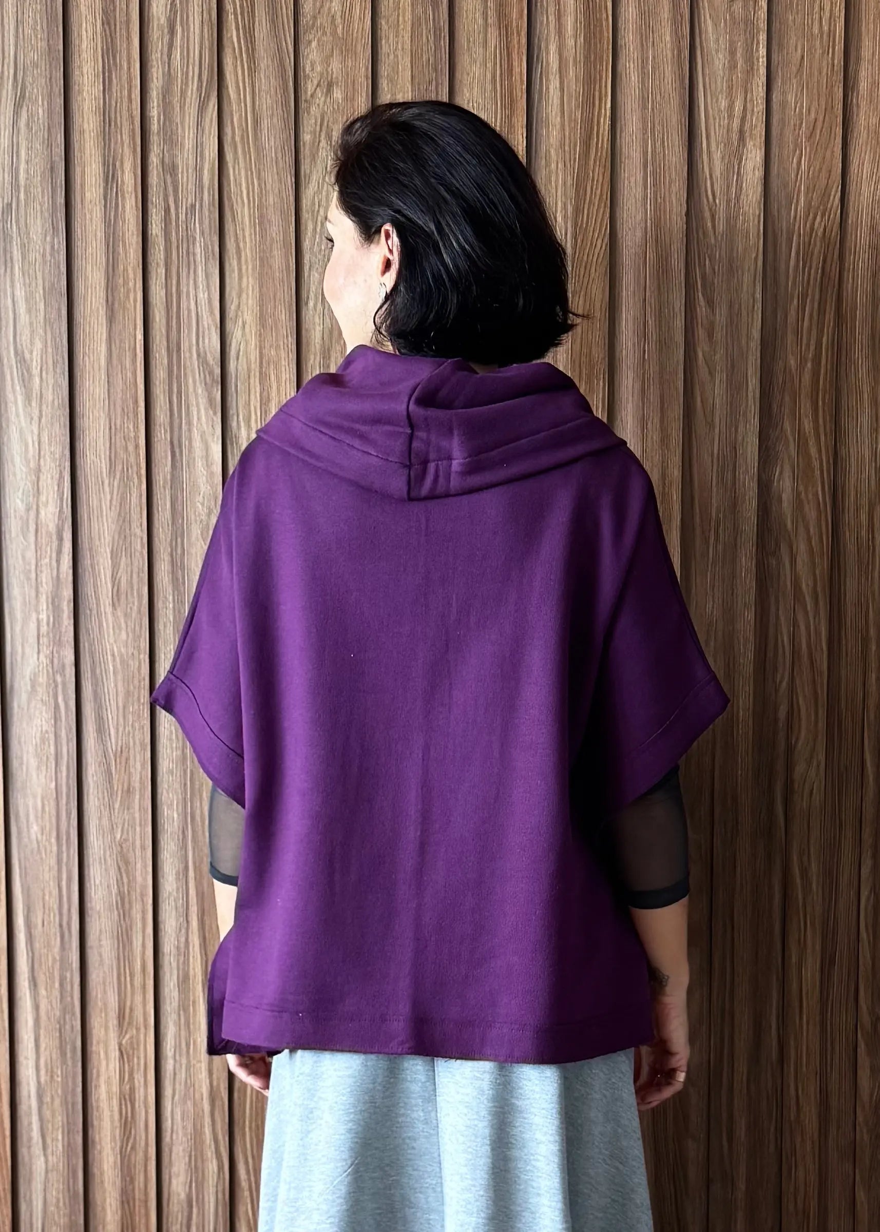Poncho Reto em Moletom (Berinjela) 