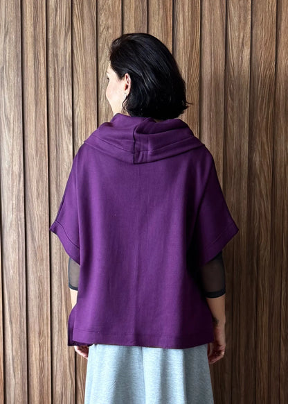 Poncho Reto em Moletom (Berinjela) 