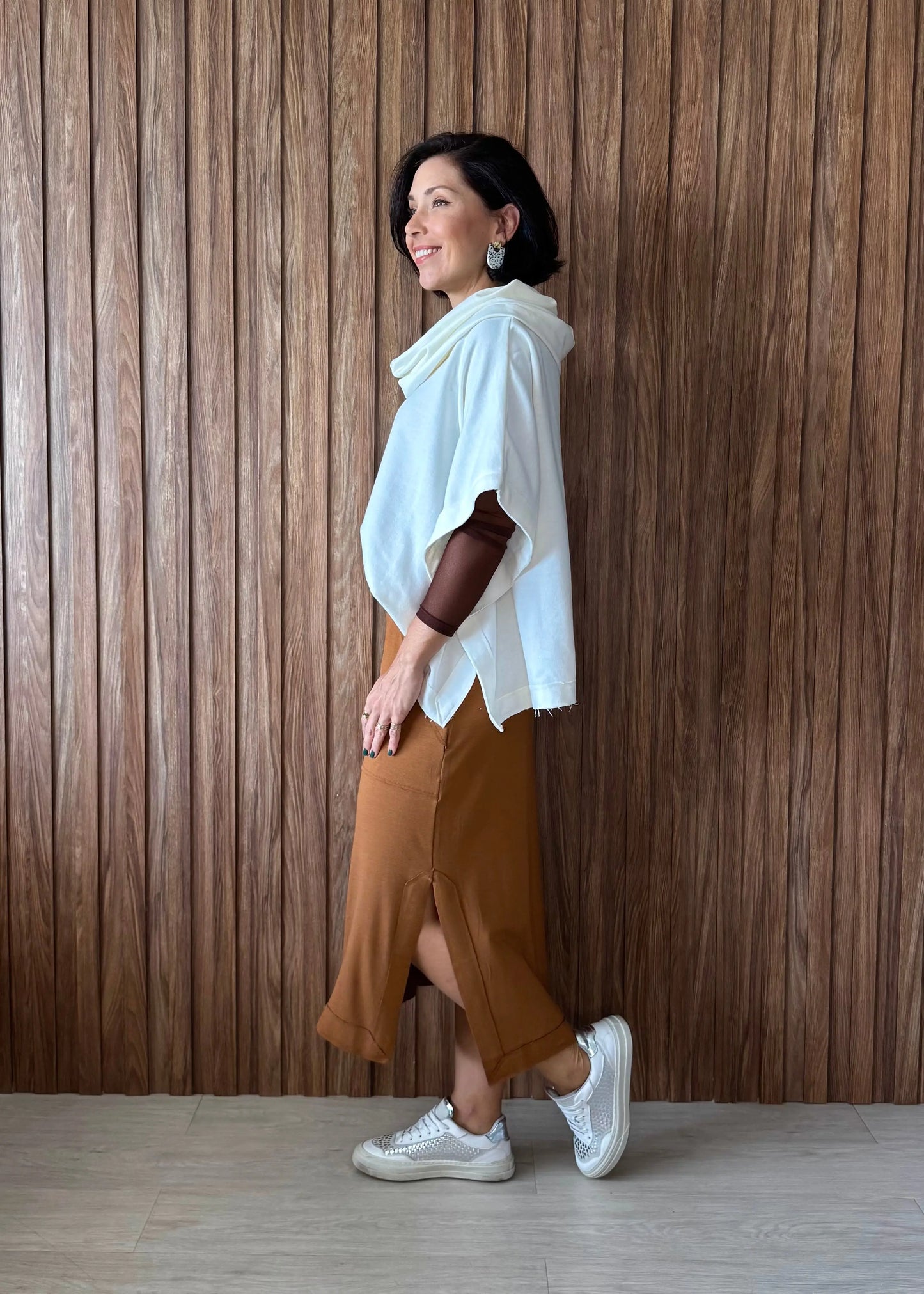 Poncho Reto em Moletom (Off White) 