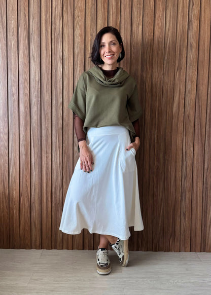 Poncho Reto em Moletom (Verde Militar) 
