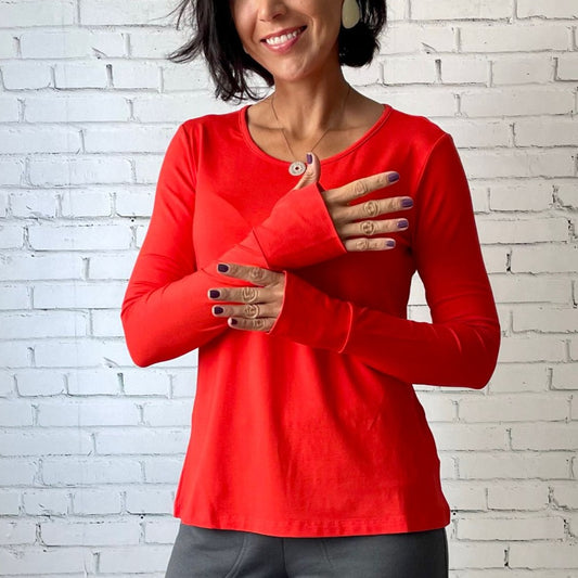 Blusa Básica Manga Longa Luvinha - Coral