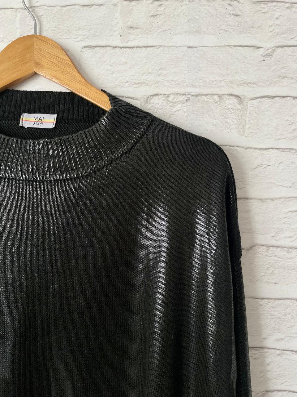 Blusa Tricot Metalizado - Preto