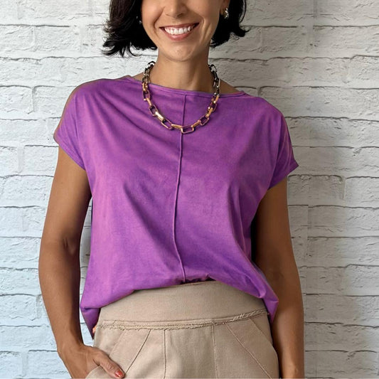 Blusa Básica Delícia em Suede Violeta