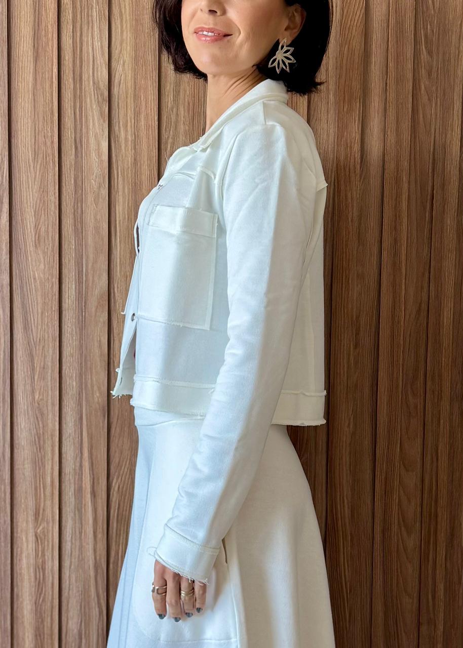 Jaqueta em Moletom - Off White