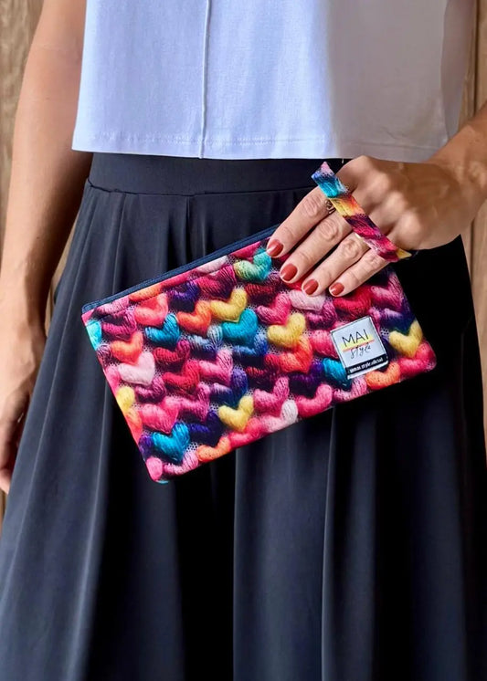 Clutch Estampada Corações - Maira da Mai Style