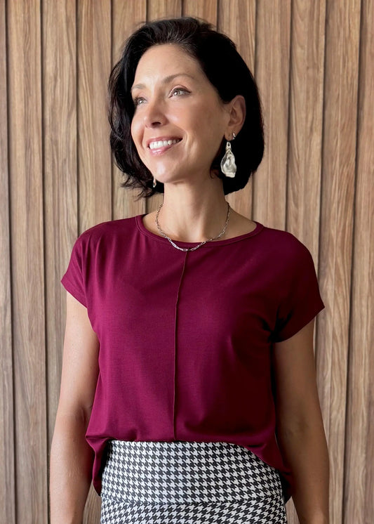 Blusa Básica Delícia em Viscolycra Vinho - Maira da Mai Style