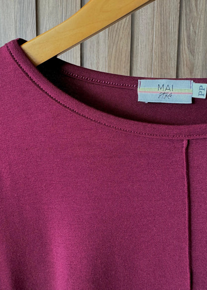 Blusa Básica Delícia em Viscolycra Vinho - Maira da Mai Style