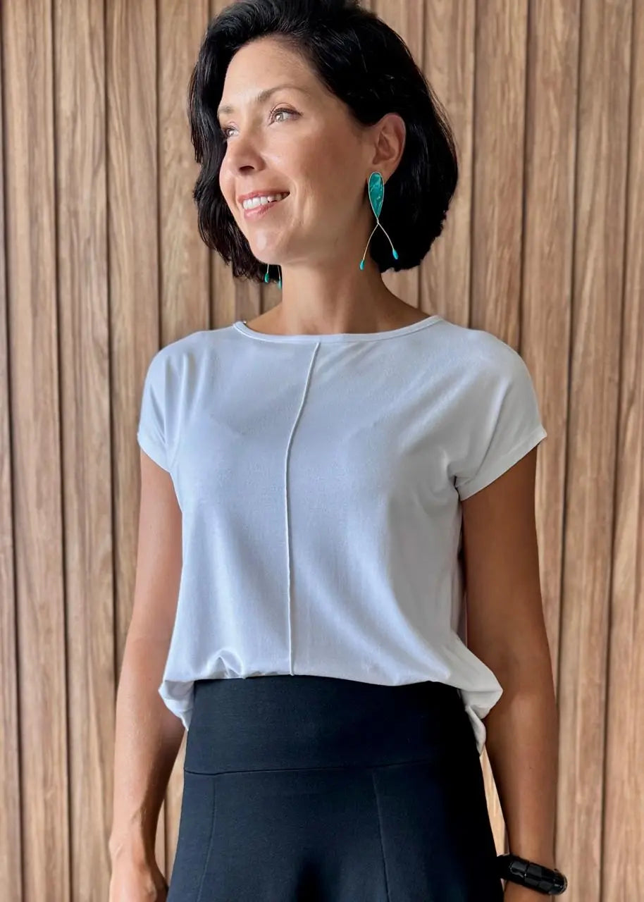 Blusa Básica Delícia em Viscolycra Branca - Maira da Mai Style
