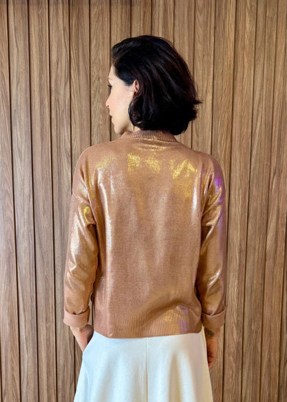 Blusa Tricô Metalizado - Dourada Rosê