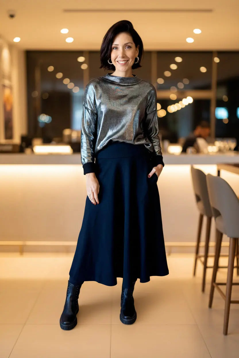Blusa Tricot Metalizado - Prateada - Maira da Mai Style