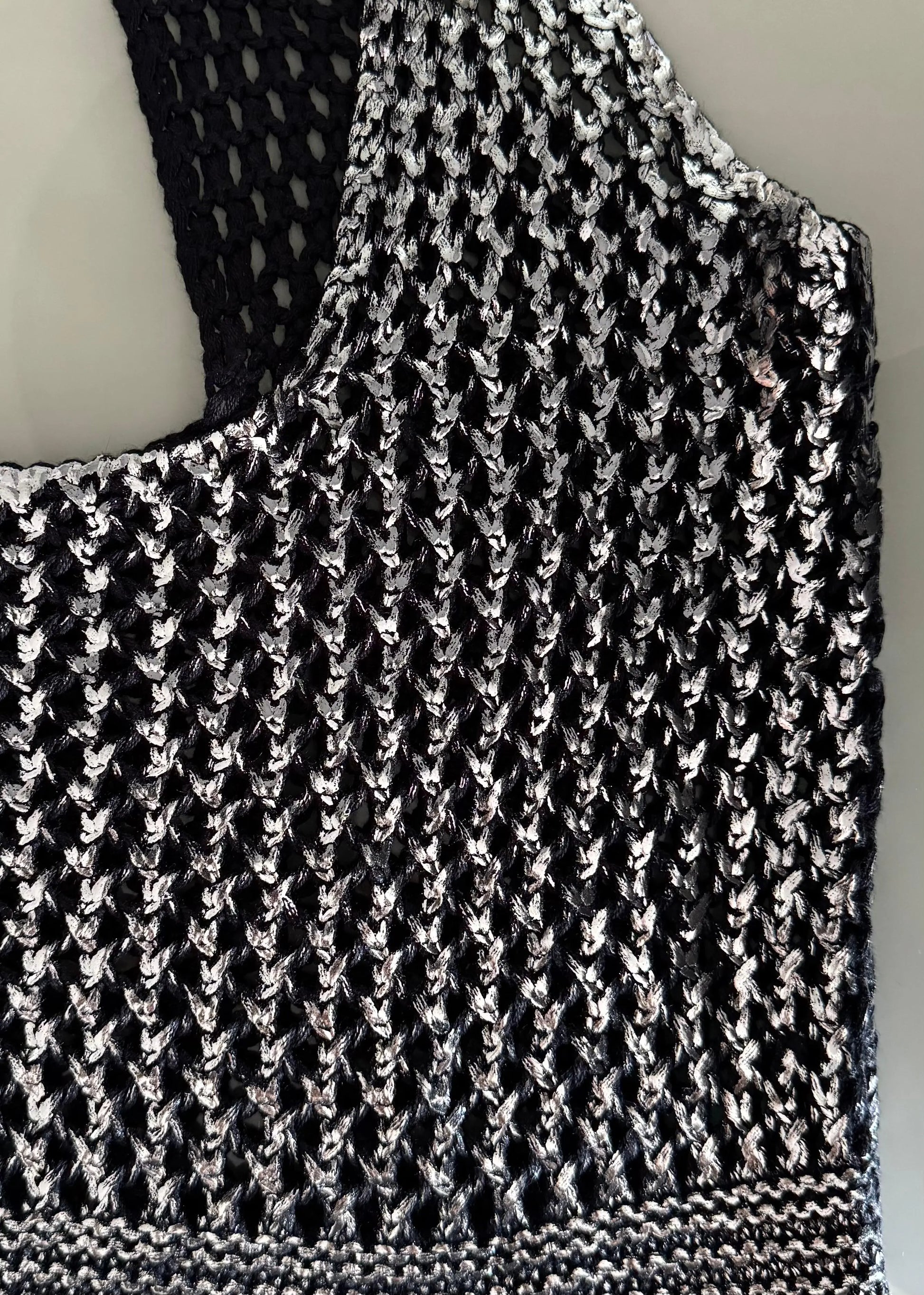 Bolsa em Tricô Metalizado Prata - Maira da Mai Style