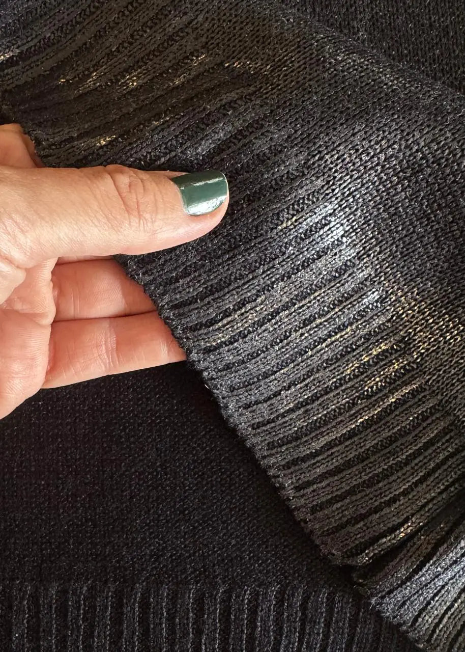 Camiseta Tricot Metalizado - Preta - Maira da Mai Style